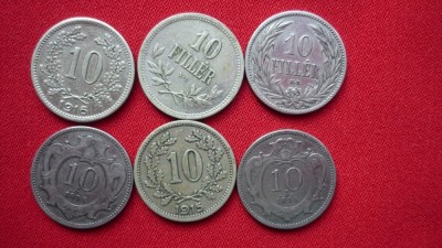 10 HELLER 1894 , 1895 , 1915 , 1916. 10 FILLER 1894 , 1915. foto