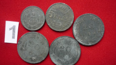 2 LEI 1941, 5 LEI 1942, 20 LEI 1942 , 1943 , 1944. LOT ZINC foto