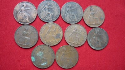 ONE PENNY 1907, 1917, 1919, 1921, 1928, 1935, 1938, 1964, 1965, 1967. LOT 10 BUC foto