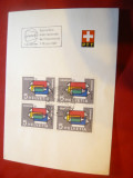 Carton francat cu bloc Expozitia Internationala Imprimerie Lausanne Elvetia 1957