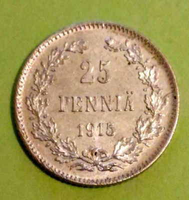FINLANDA RUSIA OCUPATIE 25 PENNIA1915 1967 ARGINT STARE AUNC - UNC foto