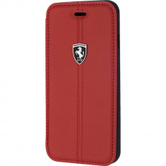 Husa Flip Cover Ferrari FEHDEFLBKP7RE Agenda Heritage Rosu pentru Apple iPhone 7, iPhone 8 foto
