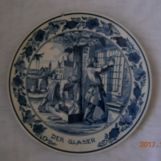 Farfurie decor, portelan Delft,marcaj Royal Goedewaagen,diam.24cm