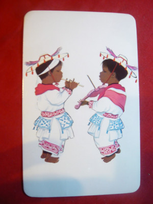 Ilustrata de Autor- Folklor -2 copii Mexicani - Muzicanti foto
