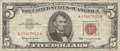 Statele Unite (SUA) 5 Dolari 1963 - Red seal - 37647813, P-383 foto
