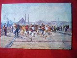 Ilustrata Constantinopole -Pompieri Voluntari alergand sa stinga focul inc.secXX, Necirculata, Printata