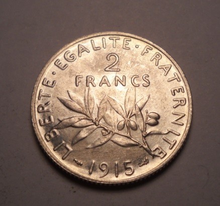 Franta 2 Franci 1915 UNC