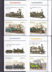 LOCOMOTIVE ,SERIE CU VIGNETA,2011,MNH,ROMANIA. foto