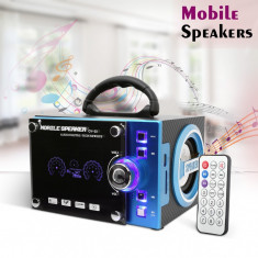 Boxa Radio FM Portabila Acumulator 10W LED / Bluetooth, USB, Card, MP3 foto
