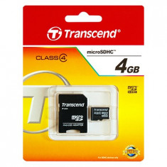 MICRO SD CARD 4GB CU ADAPTOR TRANSCEND Util ProCasa foto