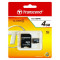 MICRO SD CARD 4GB CU ADAPTOR TRANSCEND Util ProCasa