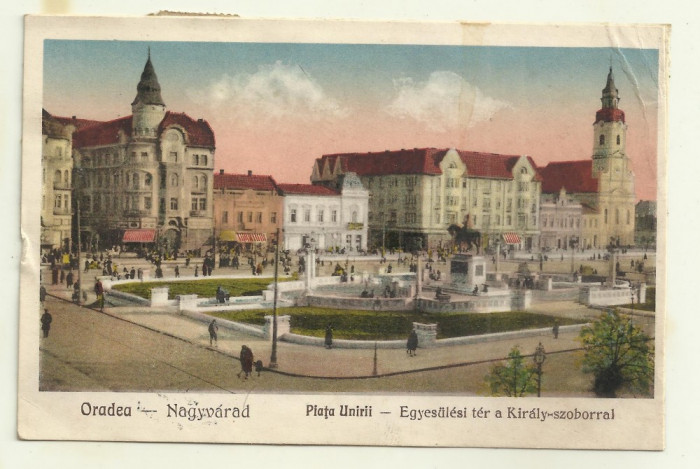 cp Romania Oradea : Piata Unirii - 1928