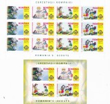 CERCETASII ROMANIEI,COALA DE 12 TIMBRE+BLOC DE 4,2005,MNH,ROMANIA., Organizatii internationale, Nestampilat