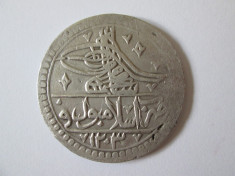 Rara! Moneda argint Imperiul Otoman 1 Yuzluk=100 Para 1790-&amp;#039;91-Sultan Selim III foto