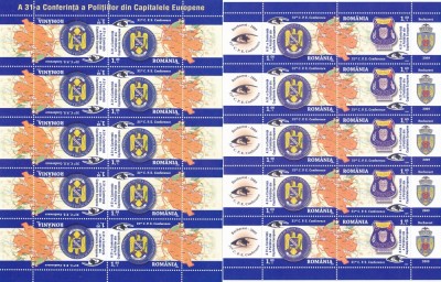 CONFERINTA POLITIILOR DIN CAPITALELE EUROPENE,MINISHEET,2009,MNH,ROMANIA. foto