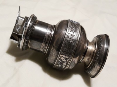 argint BRICHETA RONSON de masa in SUPORT argint MASIV 1900 de colectie UNICA foto