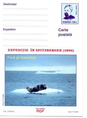 CP Z1147- EXPEDITIE IN SPITZBERGEN(1896)-FOCA PE BANCHIZA -NECIRCULATA foto