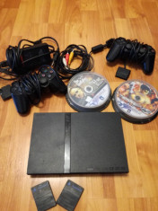 Consola PlayStation 2, slim, modat, 2 joystik, 2 memorii ext, peste 30 jocuri foto