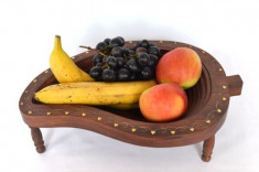 Fructiera din lemn, pliabila, in forma de frunza foto