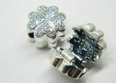 TALISMAN CHARM TRIFOI CLIPS S925 CZ pt bratara PANDORA foto