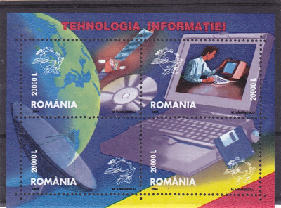 TEHNOLOGIA INFORMATIEI,COMPUTER,BLOC,2004,MNH, ROMANIA. foto