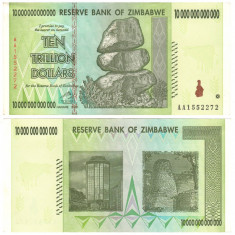 SV * Zimbabwe 10.000.000.000.000 $ / 10000 MILIARDE DOLARI / TEN TRILION DOLLARS foto