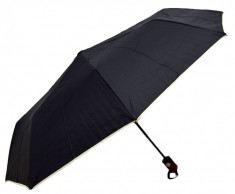 Umbrela Pliabila ICONIC Automata, Neagra cu margini bej, ?110cm, articulatii anti-vant foto