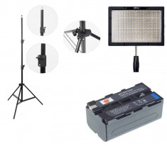 Kit lumina continua Lampa Yongnuo YN600S+ 2x Acumulatori Dste NP F+ stativ foto