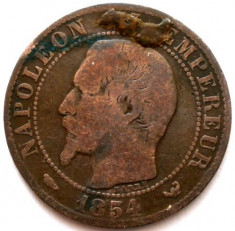 FRANTA , NAPOLEON III , 5 CENTIMES 1854 W , MONETARIA LILLE , DIAM 25mm. foto