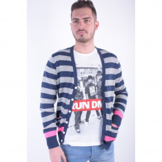 Cardigan Outfitters Nation Dylan Grey Stripe Albastru foto