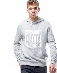 Hanorac Barbati Gri cu alb - Straight Outta Floreasca foto