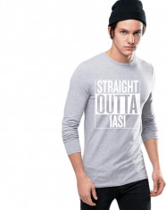 Bluza barbati gri cu text alb - Straight Outta Iasi foto