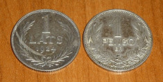 2 monede ; 1 Lats 1924 ; 1 Pengo , 1939 , din argint , pret pentru ambele foto