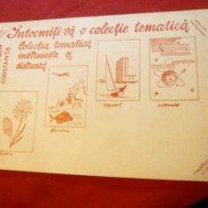 Reclama Filatelica pe carton -Ed. AFR Dobrogea Constanta ,dim.= 17,5x11,4 cm