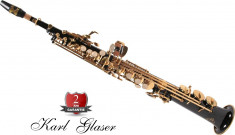 Saxofon Sopran NOU Karl Glaser Saxophone drept Si b Sax Germania Negru+Auriu foto