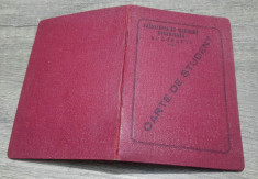 Carte/ Carnet de student// Facultatea de Medicina Veterinara Bucuresti, 1937 foto