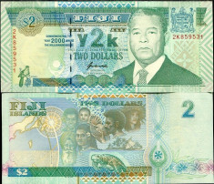 !!! FIJI - 2 DOLARI 2000 , COMM. MILLENNIUM - P 102 - UNC foto