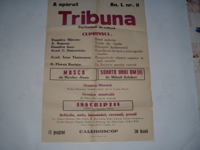 Afis publicitar revista Tribuna 21 aprilie 1957 foto