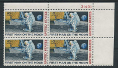 1969 S.U.A.-Primul om pe Luna (bloc de 4)-MNH foto
