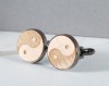 Butoni Ying si Yang aspect vintage metal si lemn +ambalaj cadou, Inox
