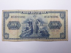 10 mark 1949 Germania, bancnota 10 marci germane foto