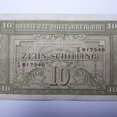 10 SCHILLING 1944 Austria , Bancnota Ocupatie Aliata Militara