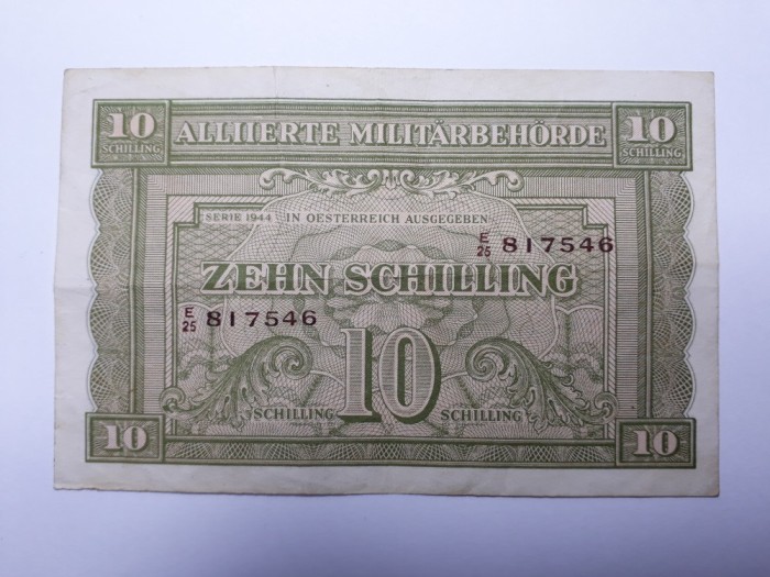 10 SCHILLING 1944 Austria , Bancnota Ocupatie Aliata Militara / 817546