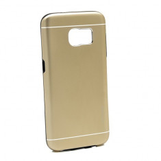 Capac de protectie Motomo V2 pentru Samsung Galaxy S7 Edge, TPU moale si aluminiu, auriu foto