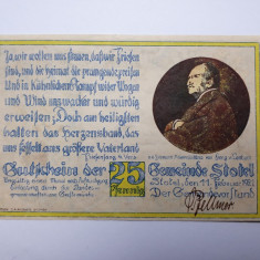 25 Pfenig 1921 Germania, notgeld Stotel bancnota / Franz Lenbach