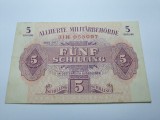 5 SCHILLING 1944 Austria , Bancnota Ocupatie Aliata Militara