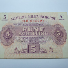 5 SCHILLING 1944 Austria , Bancnota Ocupatie Aliata Militara