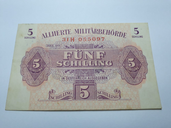 5 SCHILLING 1944 Austria , Bancnota Ocupatie Aliata Militara