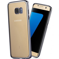 Capac protectie TPU cu margini electroplacate pentru Samsung Galaxy S6 Edge Plus, gri inchis foto