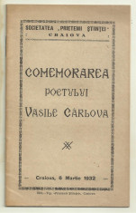 COMEMORAREA POETULUI VASILE CARLOVA - 6 martie 1932, Craiova foto